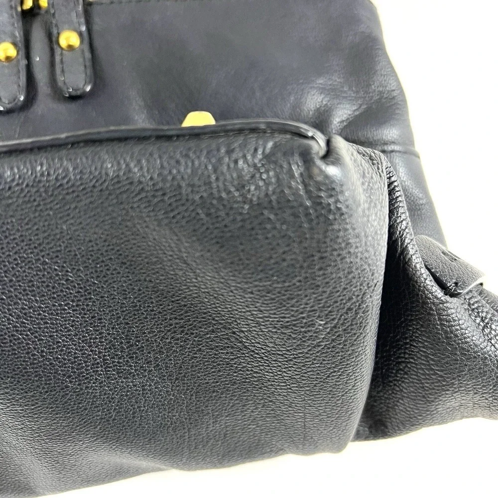 DKNY Karen Large Black Leather Drawstring Shoulder Tote Bag Gold‎ Hardware